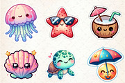 Kawaii Beach Clipart Bundle, an Illustration by SinaCreation (Thumbnail 2 of 5)