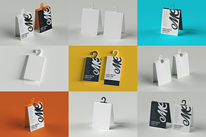 Set Of Folding Hanging Tag Mockups