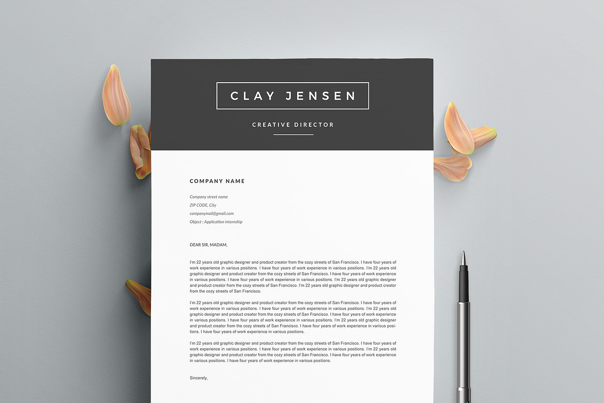 Modern Resume Template CLAY A4, a Resume Template by Graace Studio (Photo 3 of 4)
