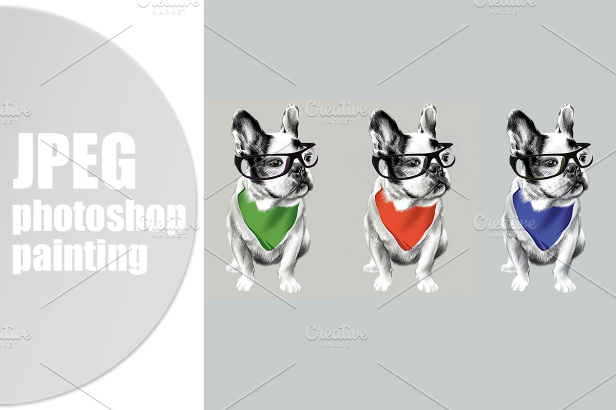 French bulldog and angry dog, an Animal Illustration by Allween (Photo 6 of 7)