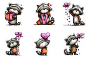 Valentine's Whimsical Raccoon Clipar, an Illustration by CreationArt (Thumbnail 5 of 5)