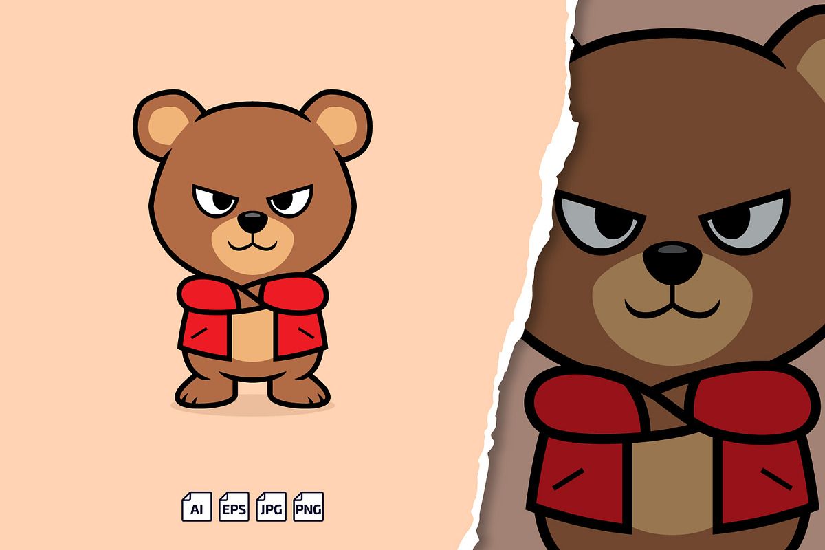 Cute Swag Bear With Arms Crossing, an Animal Illustration by tkzgraphic