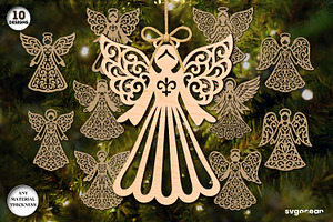 Christmas Angels Ornament Bundle, a Decorative Illustration by svgocean