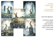 Ostara Hare Postcard Illustrations, a Seasonal Illustration by The Dutch Lady Designs (Thumbnail 6 of 7)