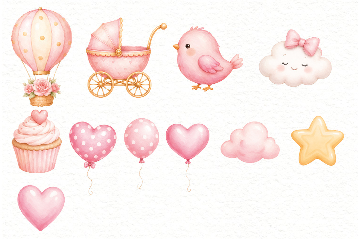 Baby Shower Girl Clipart, an Animal Illustration by Villa 11 Estudio (Photo 5 of 11)