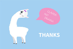 Cartoon Kawaii Llama Illustration