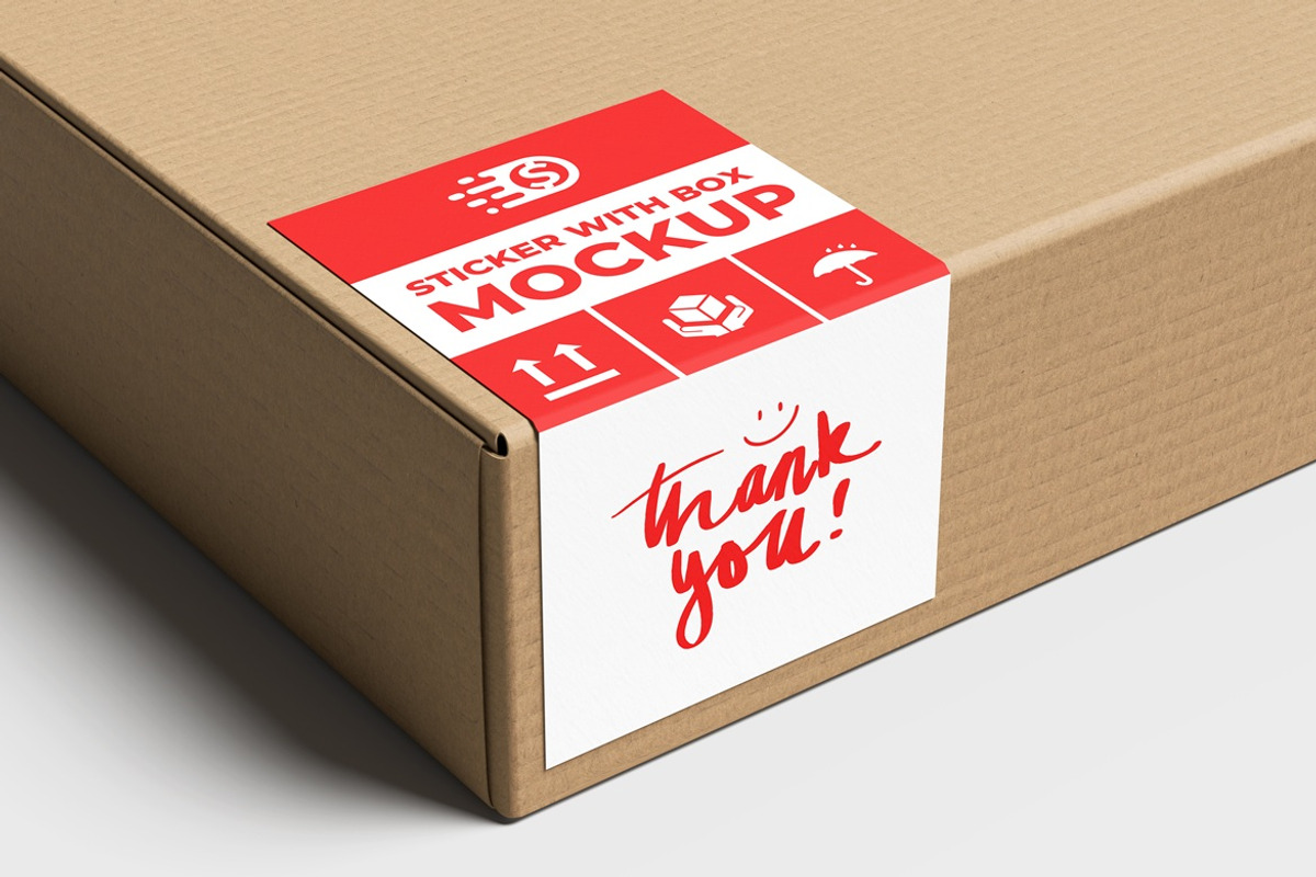 Sticker With Box Mockup, a Packaging Mockup by AndikaGraphic (Photo 2 of 5)