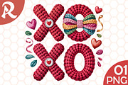 Valentine Day Faux Crochet XOXO Png, an Illustration by RobertsArt (Thumbnail 1 of 4)