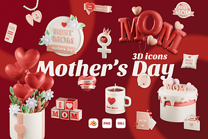Mothers Day 3D Icon Set, a 3D by Laimmilka