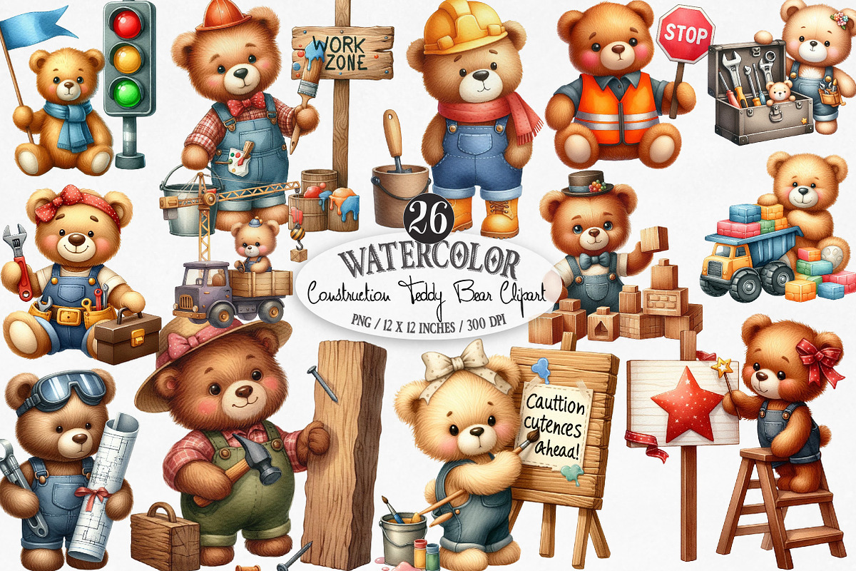 Construction Teddy Bear Bundle, an Illustration by Designking (Photo 1 of 4)