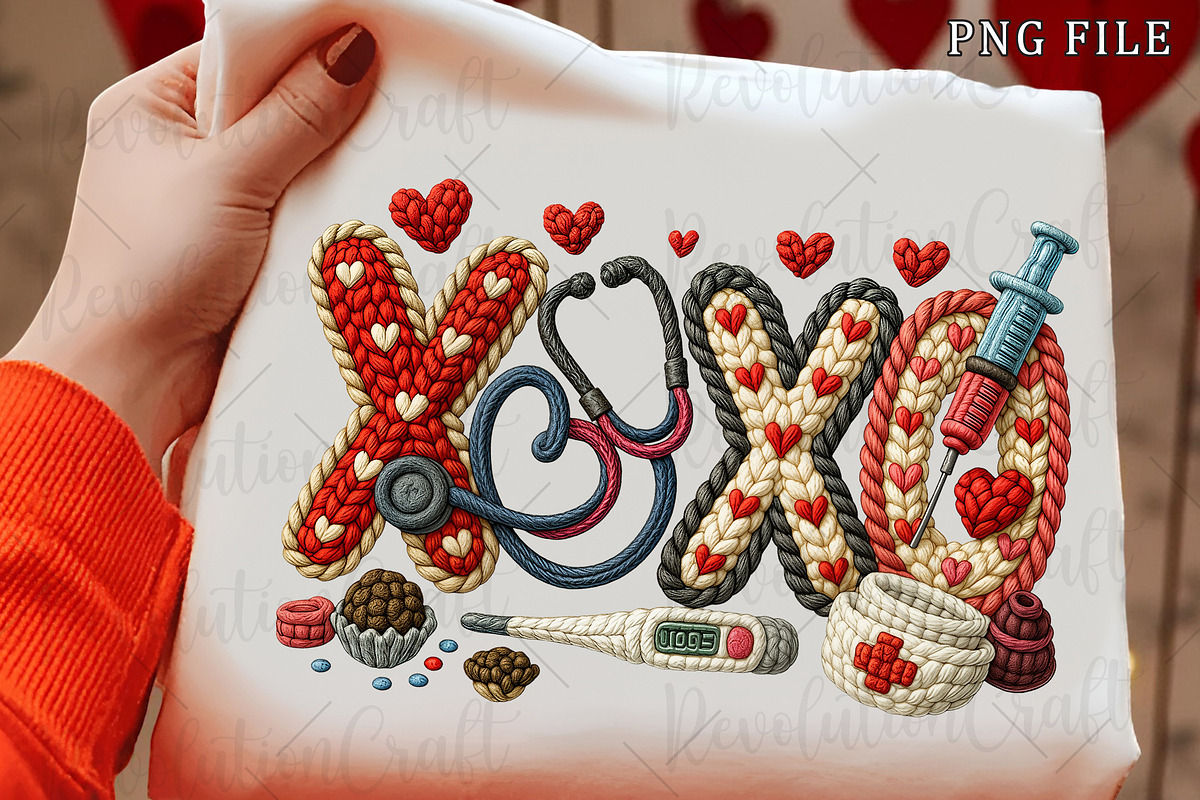 Faux Crochet Valentine XOXO Nurse Pn, an Illustration by OK Design (Photo 3 of 6)