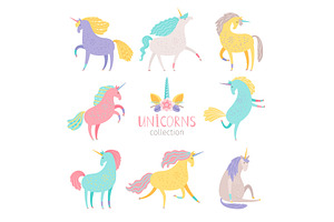 Fairytale Unicorn Set. Rainbow Color