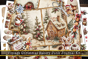 Vintage Christmas Bakery Journal Kit, a Seasonal Illustration by V Design Creator