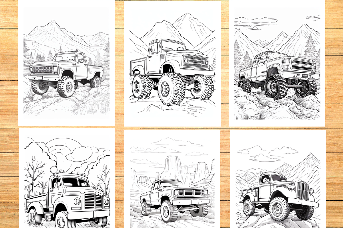 Truck Coloring Book for Kids 8-12, a Transportation Illustration by LA Design (Photo 2 of 9)