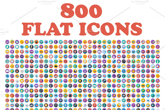 Set Of 800 Flat Icons.
