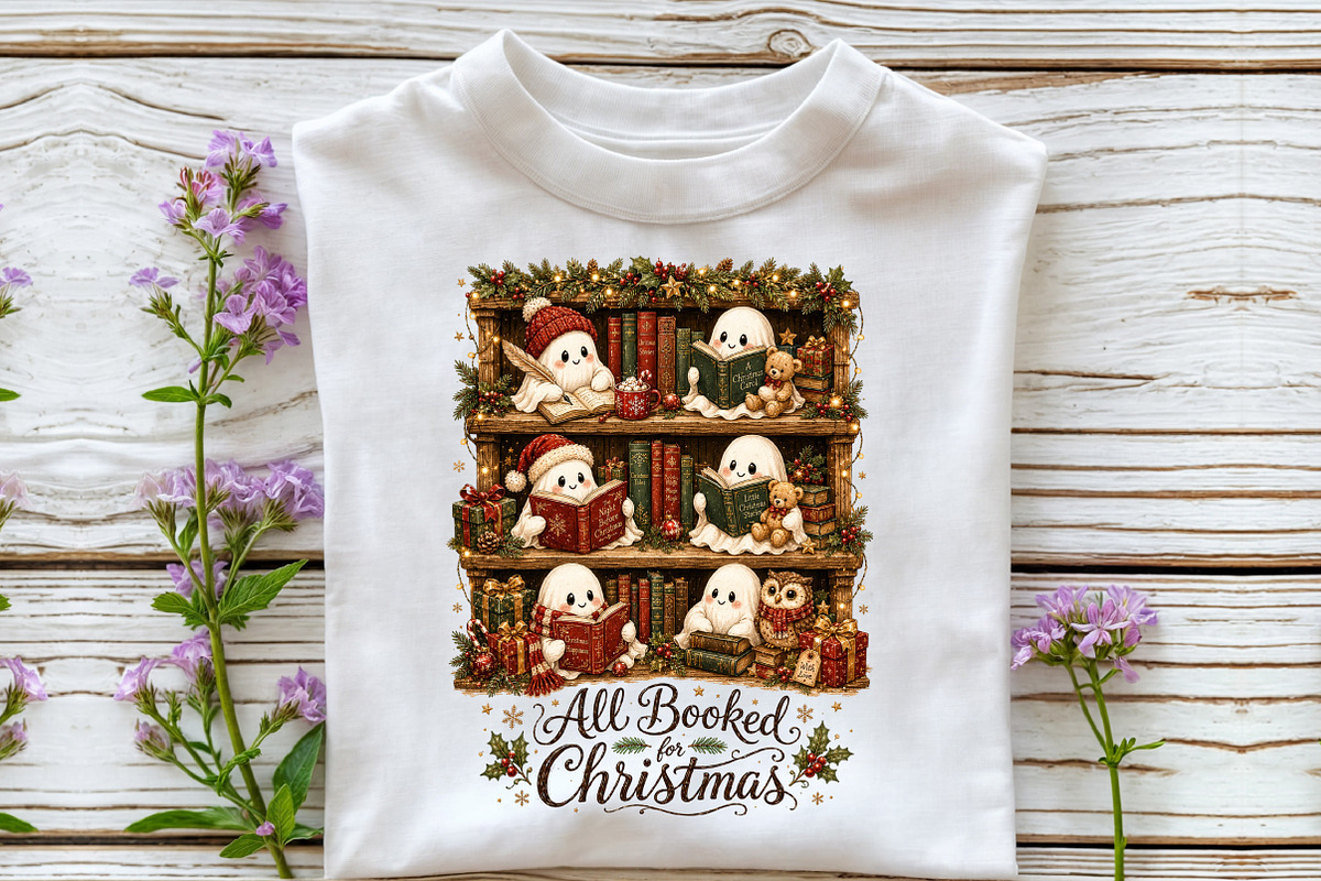 Cute Ghosts Reading for Christmas, a Seasonal Illustration by Sublimation Artist (Photo 3 of 9)