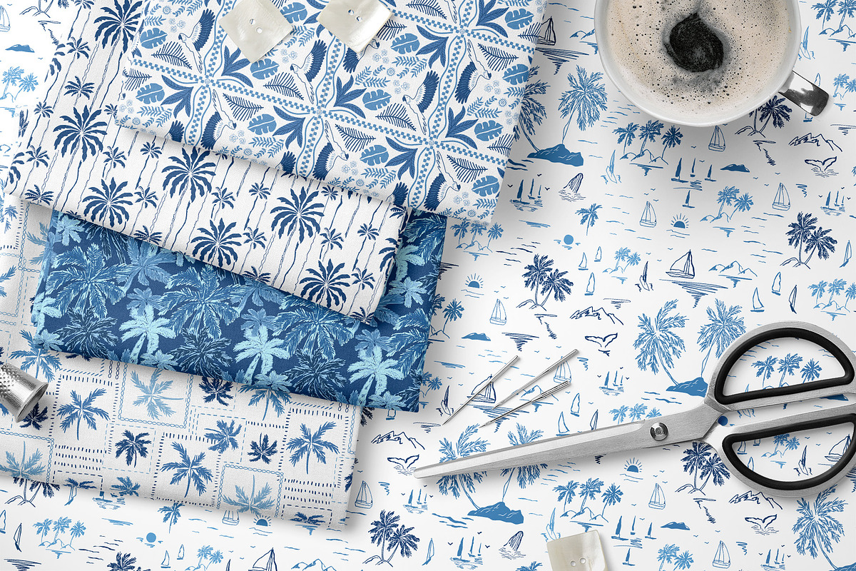 Blue tropical summer beach patterns, a Pattern Graphic by Tani Kuzminka (Photo 12 of 22)
