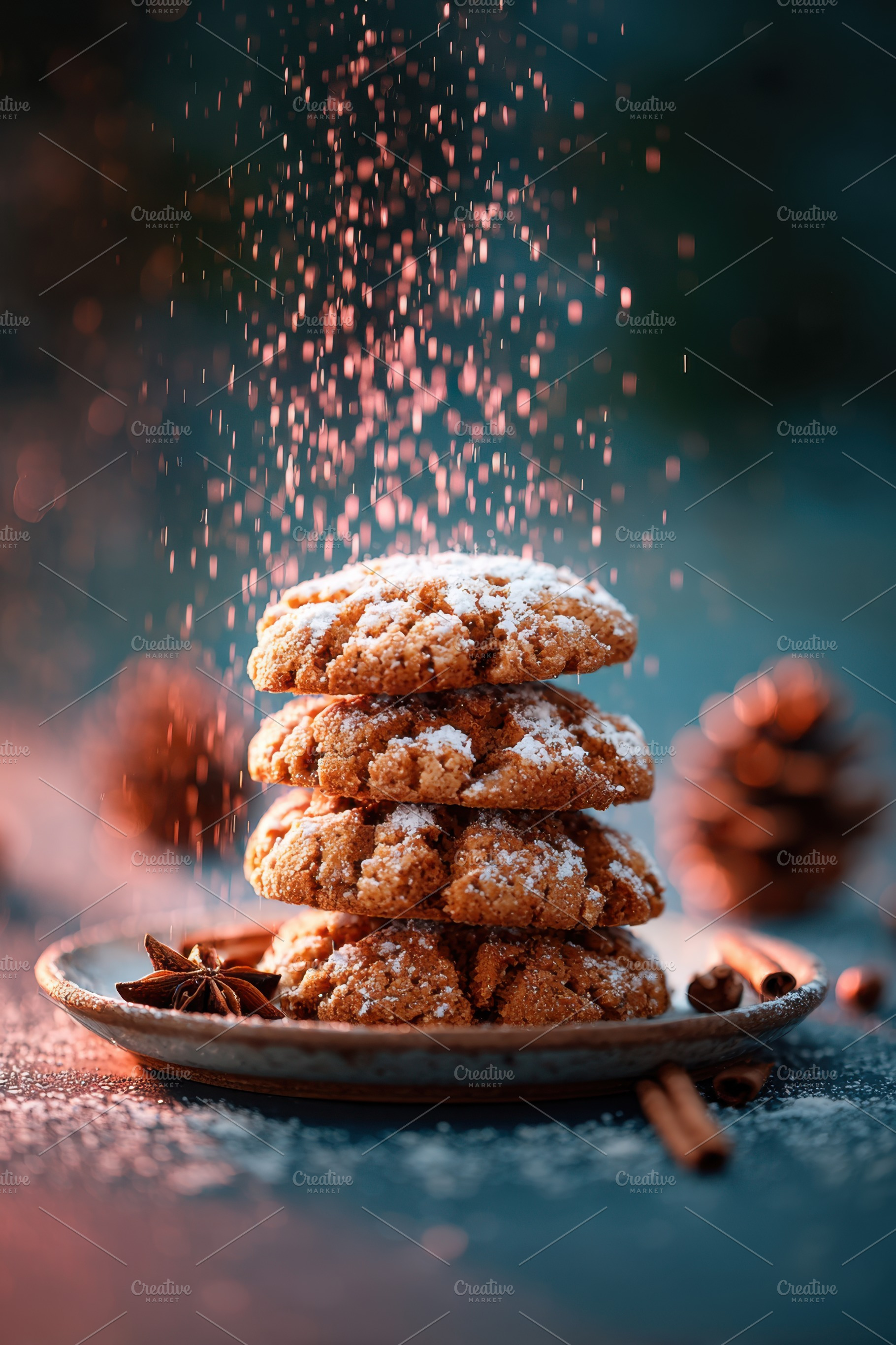 Stack of cookies with powdered sugar and spices, a Holiday Photo by AlyaAnd
