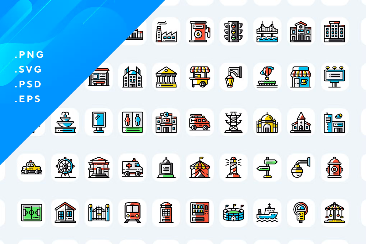 50 City Elements Icons, an Icon by Wencory (Photo 1 of 2)