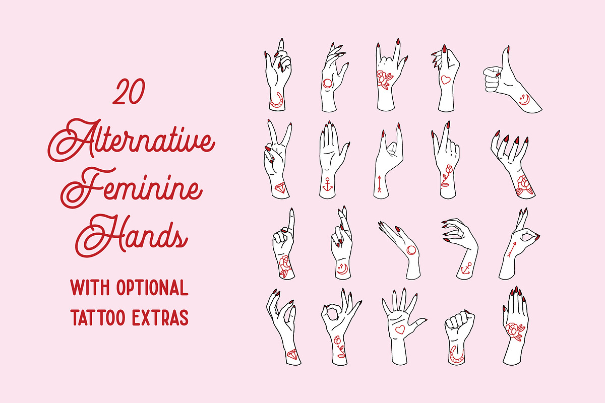 20 Vector Illustrated Hands + Extras, an Illustration by On Point Studio (Photo 1 of 6)
