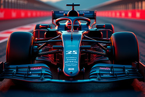 Bright red F1 car on race track, a Sports & Recreation Photo by angellodeco