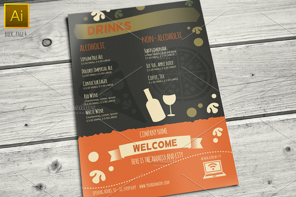 Pizzeria Restaurant Menu, a Brochure Template by Mikko Lemola (Photo 3 of 4)