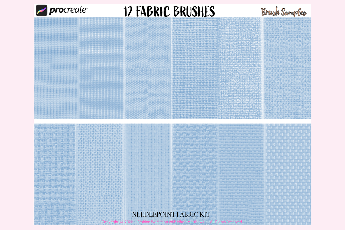 24 NEEDLEPOINT FABRIC KIT Procreate, a Brushes & More by Fashion Workshop Bkk (Photo 4 of 8)