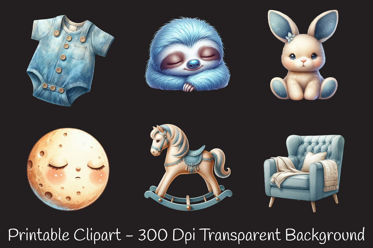 Dusty Blue Beige Baby Nursery PNG, an Illustration by RobertsArt (Photo 4 of 8)