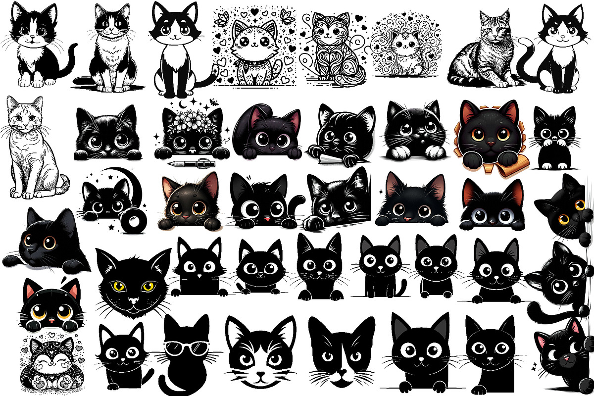 Cat Silhouette | Cat Head & Face SVG, an Animal Illustration by Chipshpow Graphics (Photo 4 of 10)