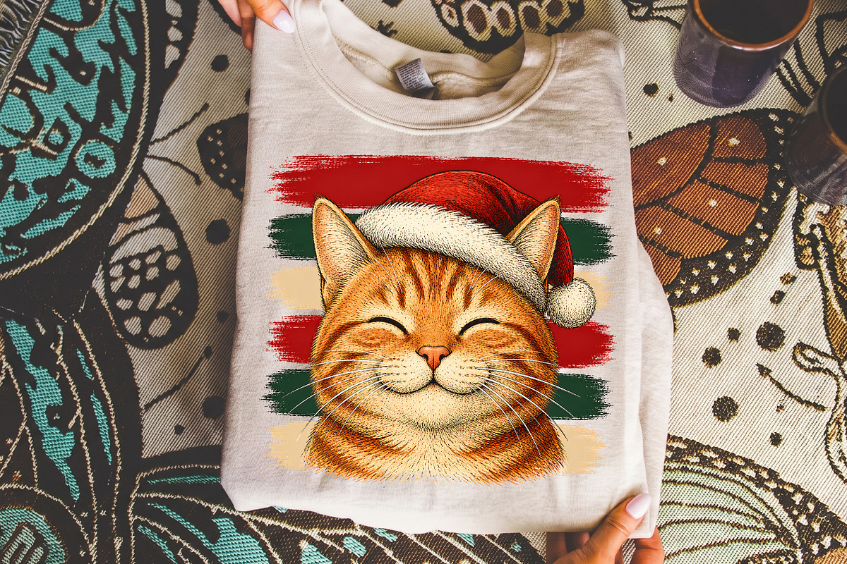Vintage Stripes Cat Christmas PNG, a Seasonal Illustration by Libby Wishes (Photo 4 of 4)