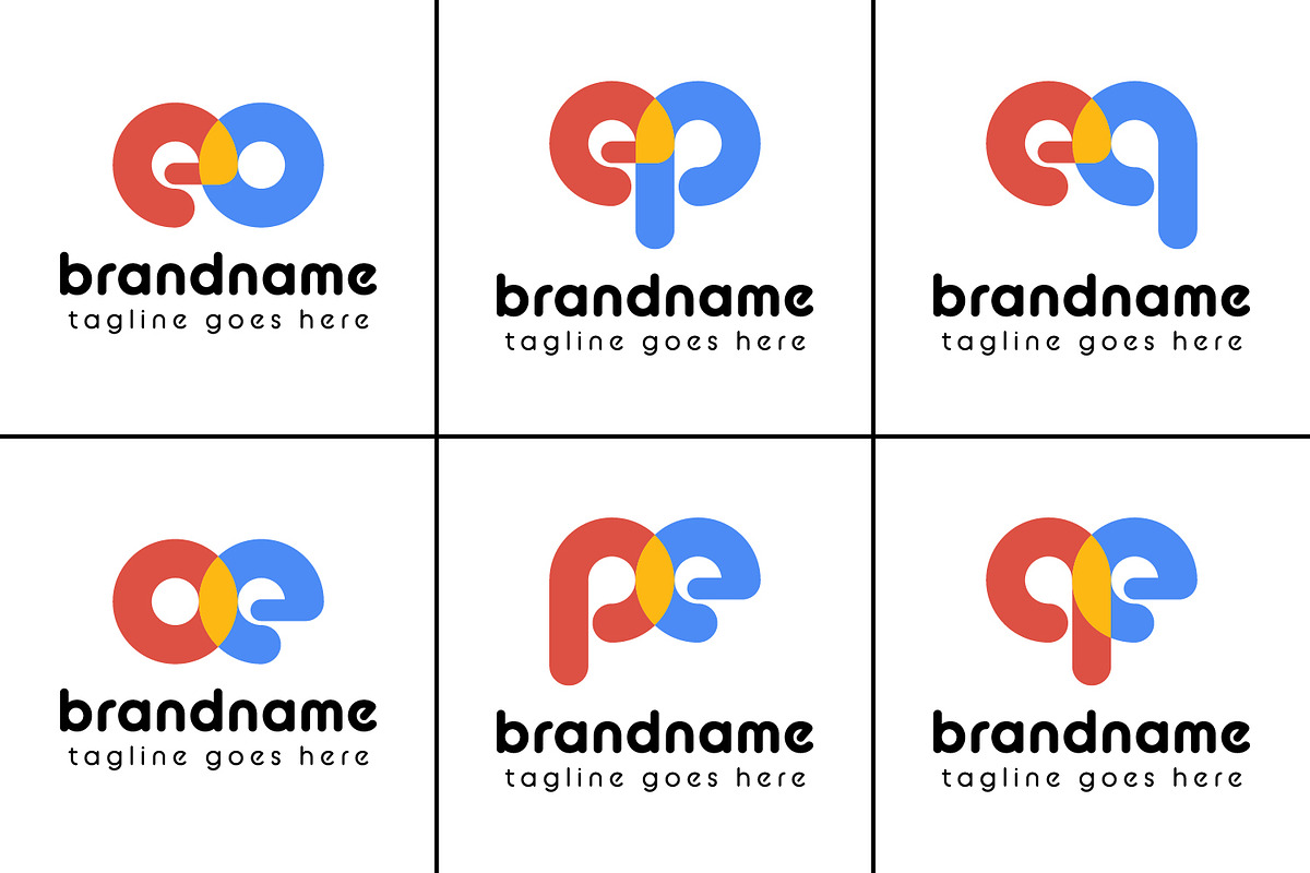 Letters eo oe ep pe eq qe Logo, a Branding & Logo Template by Pray Art Design Studio