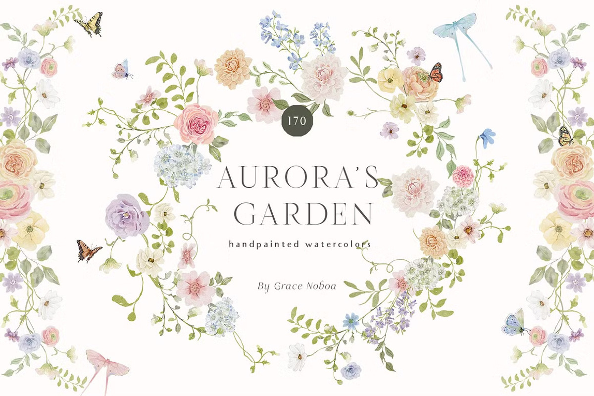Watercolor Florals Graphics bundle, a Decorative Illustration by Grace Noboa Illustrations (Photo 3 of 20)