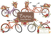 Autumn Floral Bicycle Vectors, an Illustration by Amanda Ilkov (Thumbnail 1 of 5)
