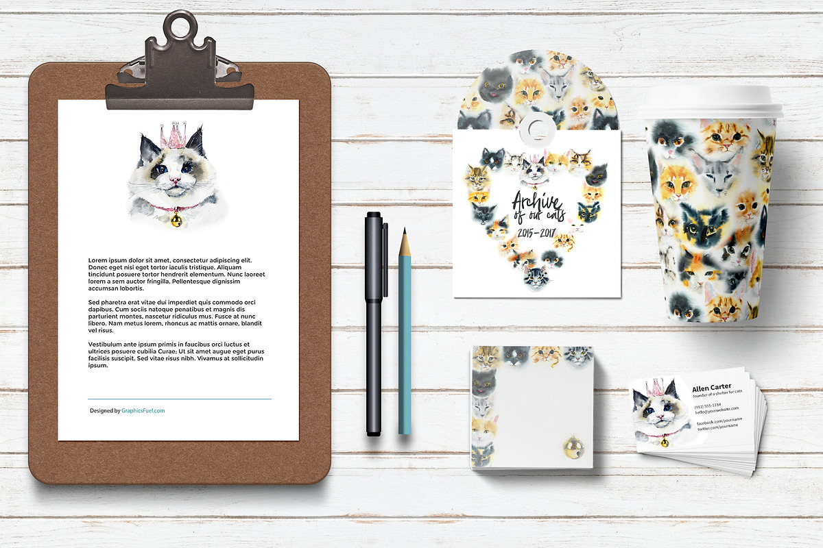 Watercolor Fluffy cats, an Animal Illustration by Budogoshch (Photo 6 of 7)