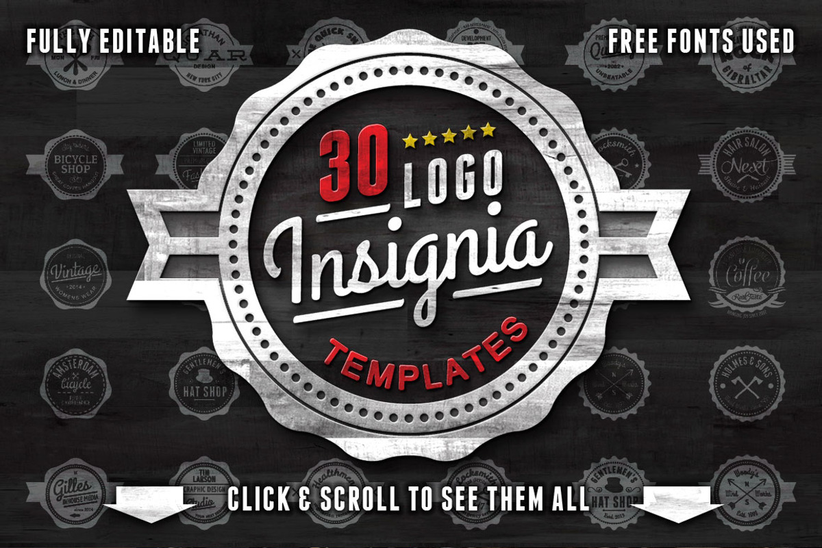 30 Logo Insignia templates, a Branding & Logo Template by Fresh Design Elements (Photo 1 of 5)
