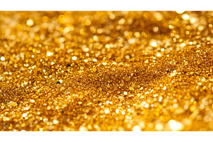 Close up of sparkling gold glitter, an Abstract Photo by Lermont51