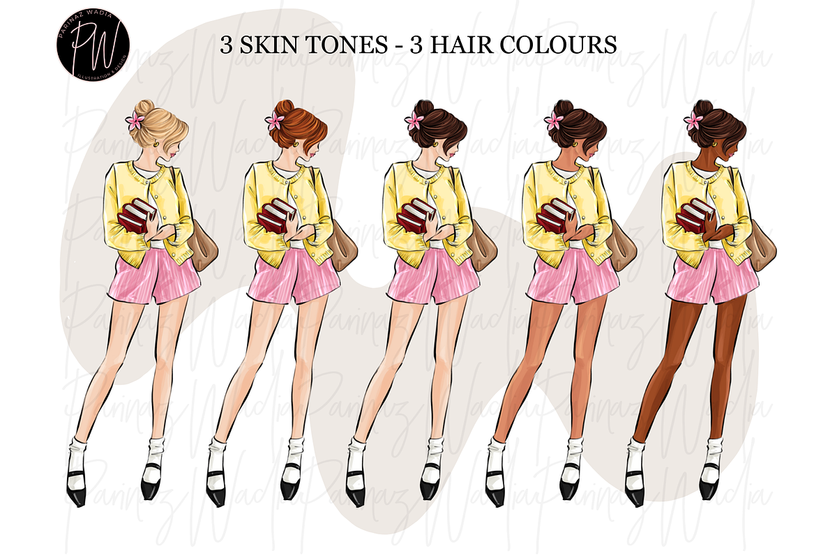 Fashion girls 60 clipart PNG, a Person Illustration by Parinaz Wadia Design (Photo 7 of 11)