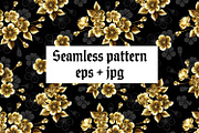Seamless pattern with golden sakura, a Pattern Graphic by blackmoon9 (Thumbnail 1 of 3)