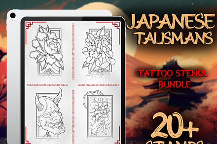 Procreate Japanese Talismans tattoo, a Brush Add-On by ProcreateInk