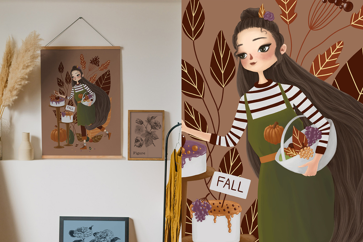 Unique Fall Baker Girl Illustration, a Seasonal Illustration by Chloe's Illustrations (Photo 1 of 4)