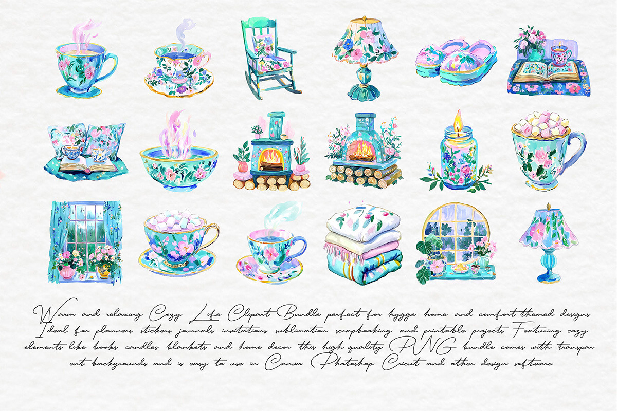 Cozy Life Clipart Bundle, an Object Illustration by Libby Wishes (Photo 6 of 9)