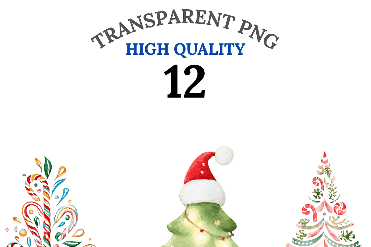 Funny Christmas Tree Clipart Set, a Decorative Illustration by Pati Charm Studio (Photo 1 of 8)