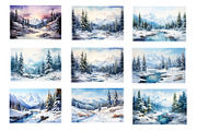 Winter mountain landscape, a Seasonal Illustration by AkvarelRiver (Thumbnail 3 of 6)