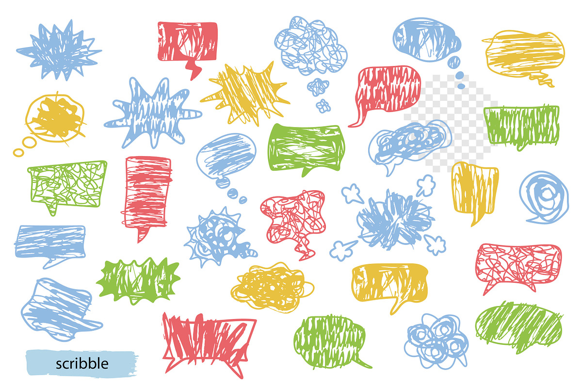 Crayon textured speech bubbles., an Object Graphic by VaraNa Art (Photo 3 of 4)