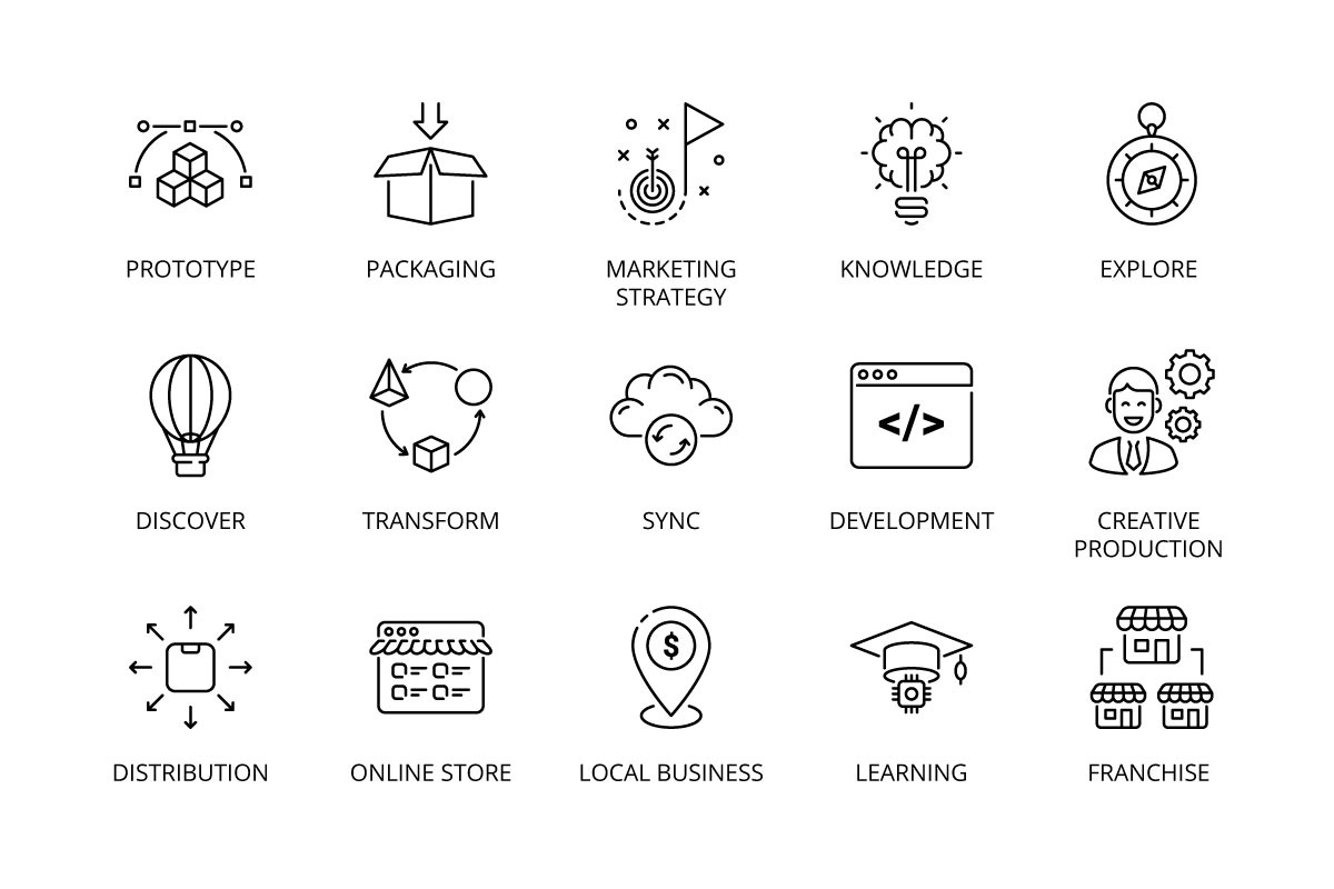 55 Startup Conceptual Thin line icon, a Finance Illustration by vectorstank (Photo 3 of 5)
