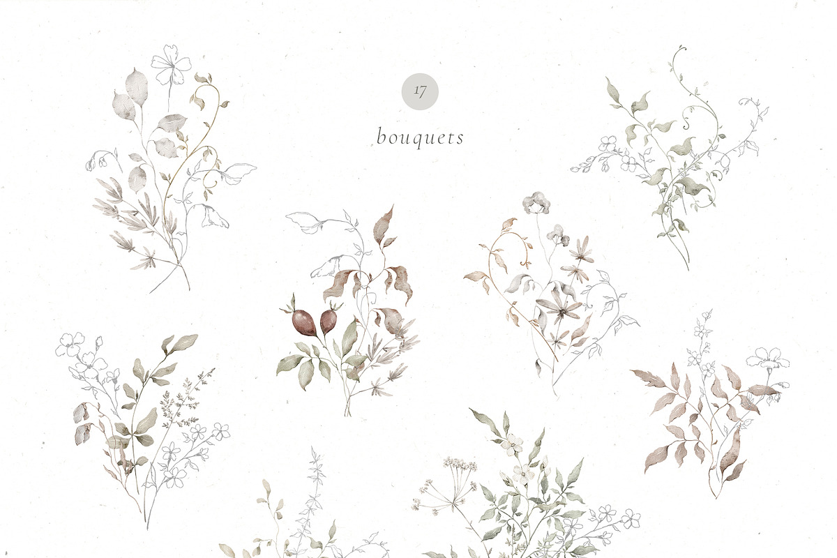 GRACE Floral Watercolor and Line art, a Decorative Illustration by Kreker Kate (Photo 2 of 10)