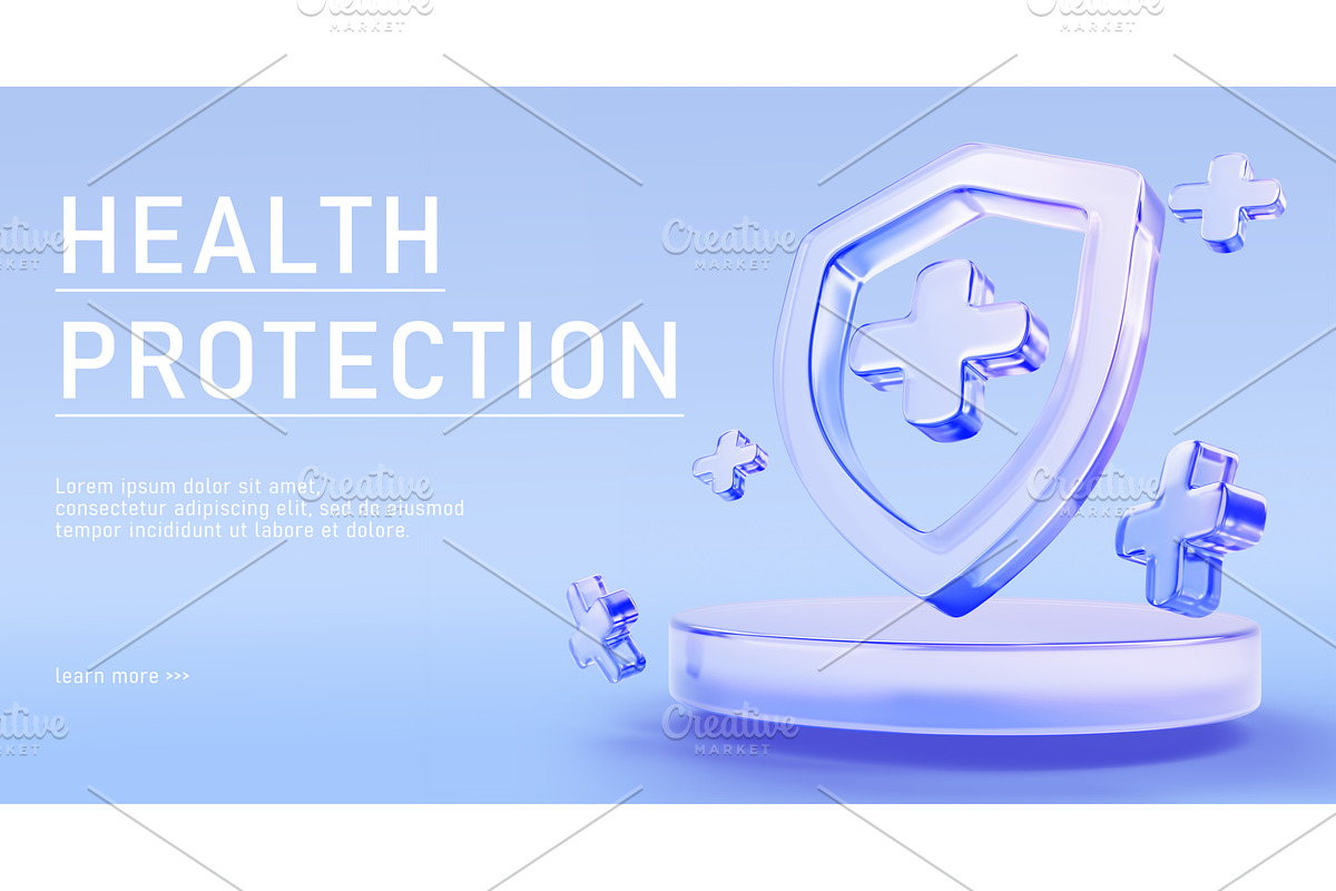 Health protection 3d banner. Medical, a Healthcare Illustration by Marozhkastudio