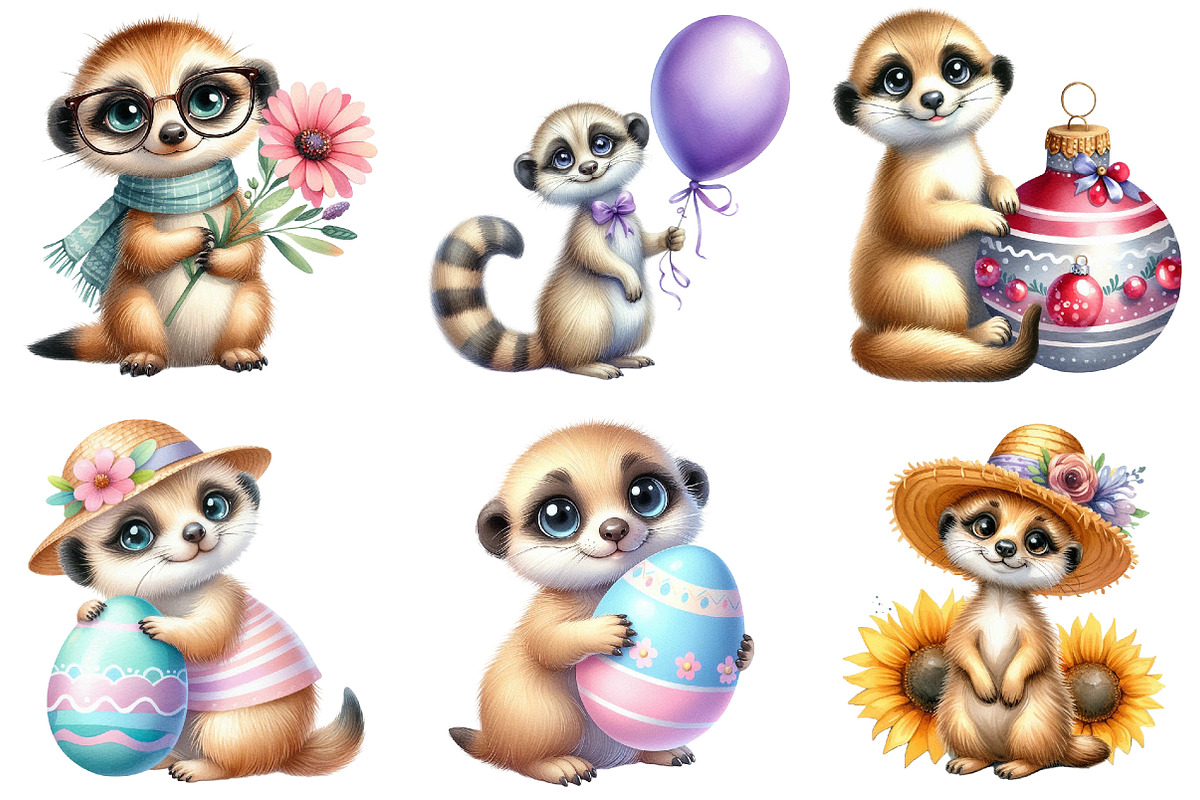 Cute Meerkat Sublimation Clipart, an Illustration by Watercolor design (Photo 4 of 4)