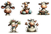 Whimsical Easter cow clipart, an Illustration by CreationArt (Thumbnail 4 of 7)