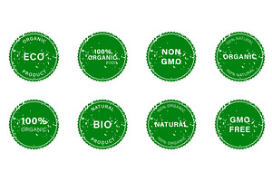Natural Product Rubber Stamp Set, a Food Illustration by Vector Creator